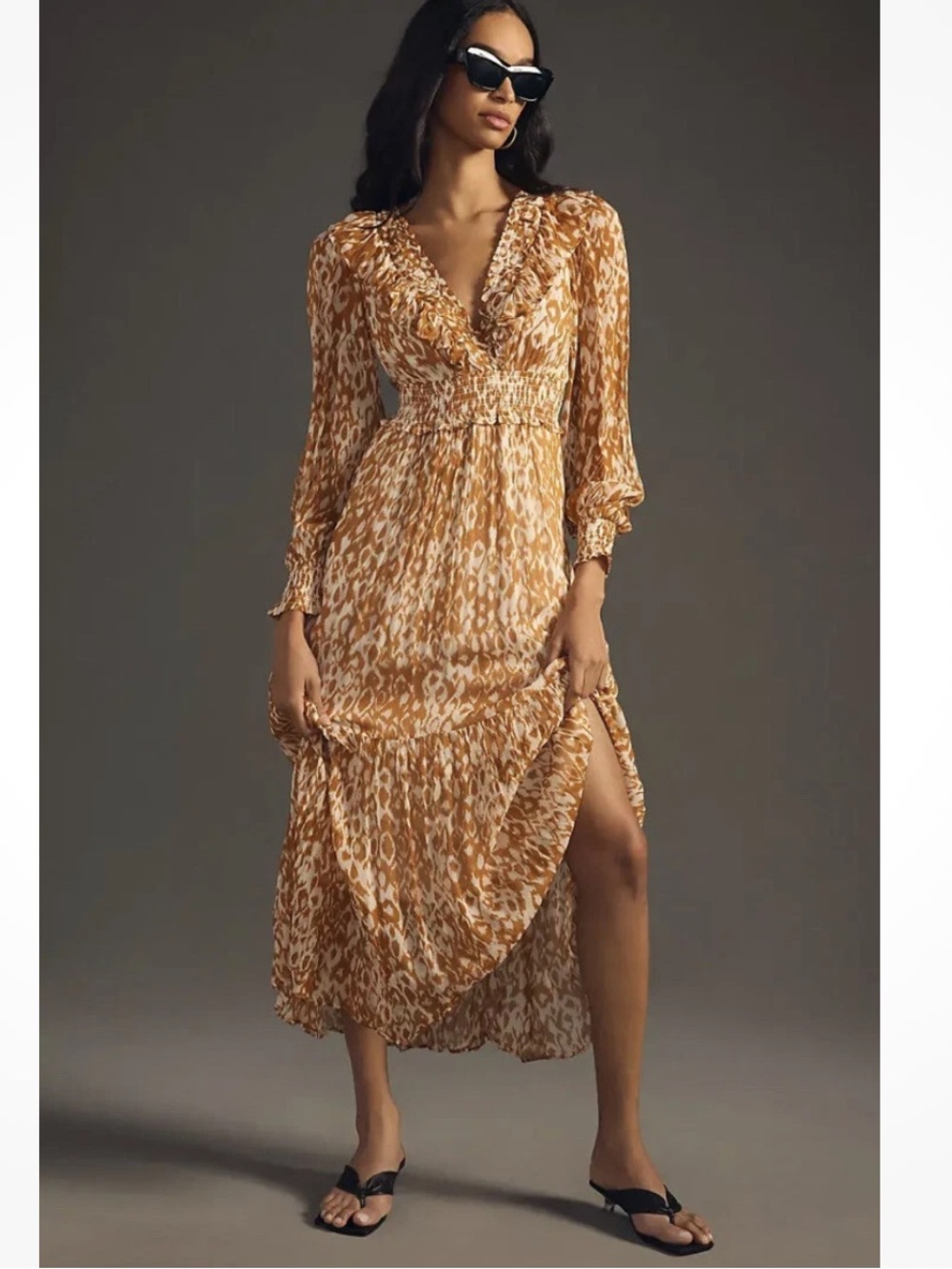 ANTHROPOLOGIE Odetta Ruffle Trim Print Dress ♥️♥️
